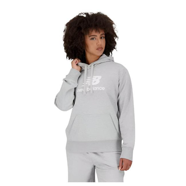 Women’s New Balance Essentials Stacked Logo French Terry Hoodie - Grey