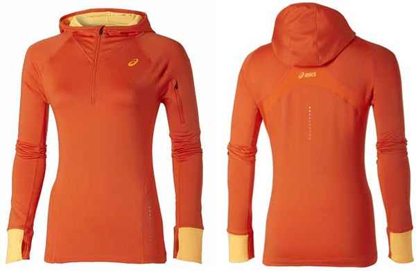 ASICS WOMENS HALF ZIP HOOD CHERRY TOMATO