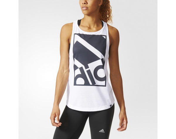 ADIDAS WOMENS FRAMED LOGO SINGLET WHITE