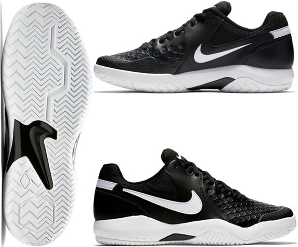 Nike men's air zoom resistance tennis shoes black and white best sale