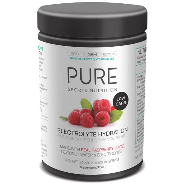 Pure Electrolyte Hydration Low Carb 160g Tub Raspberry